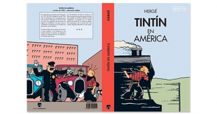Libre Tintín en América colorejat del blanc/negre, en castellà.