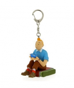 Llavero Tintin sentado con bol de leche de yak