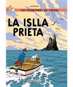 Libro Tintín traducido al Asturiano La Isla Negra.
