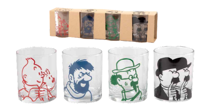 Vasos Tintín y Milú, Haddock, Tornasol y Hernández y Fernández Vasos Tintín y Milú, Haddock, Tornasol y Hernández y Fernández