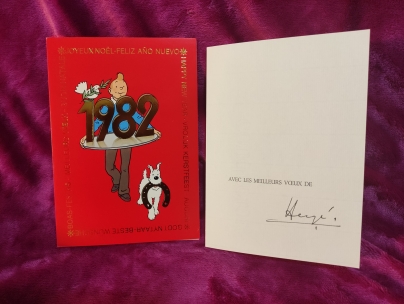 Postal - Felicitacin firmada Herg 1982