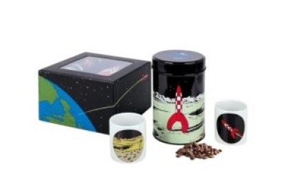 Cofre tasses i cafè sobre aventura lunar Cofre tasses i cafè sobre aventura lunar