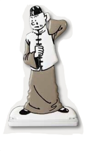 Figurita Tint�n met�lica Loto azul, blanco y negro