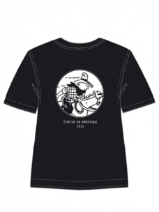 Camiseta negra Tintin en caballo infantil