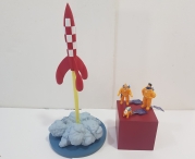 Lote Cohete 'icones' + 3 figuras PVC Tintín, Haddock y Milú