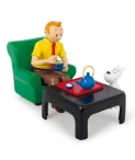 Figura resina 'Tintin prenent el th�' llibre Lotus Blau.